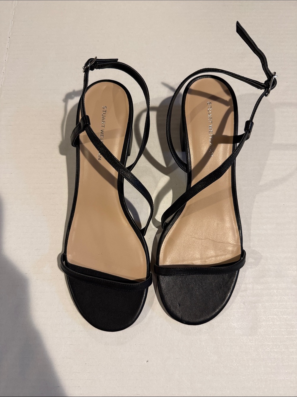 Stuart Weitzman Black Strappy Flat Sandals